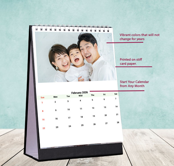 Make a 2026 desk calendar online with Japanese themes and custom photos.