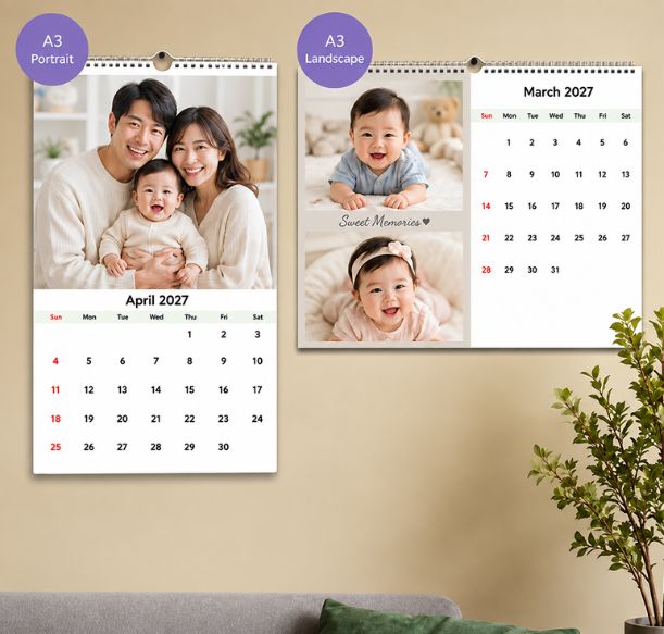 Couple photo wall calendar – romantic 2027 wall calendar design