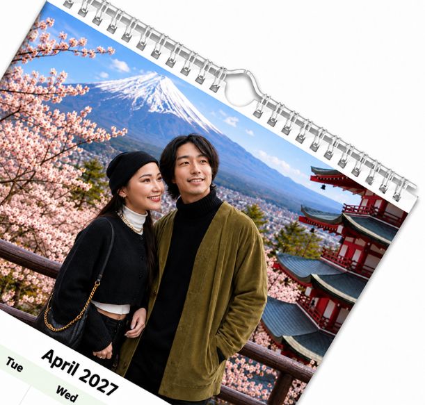 Wedding memories wall calendar – elegant 2027 wall calendar template