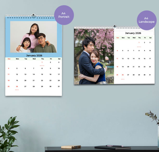 Personalized wall calendar with family photo for Japan - calendar 2025