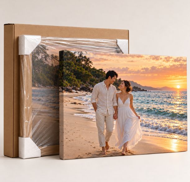 Custom canvas print in Japan of father and son – Canvas photo printing for personalized home decor in Japan.