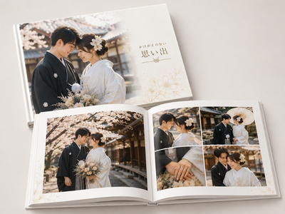 Hardcover photo book for weddings in Yokohama, Japan.