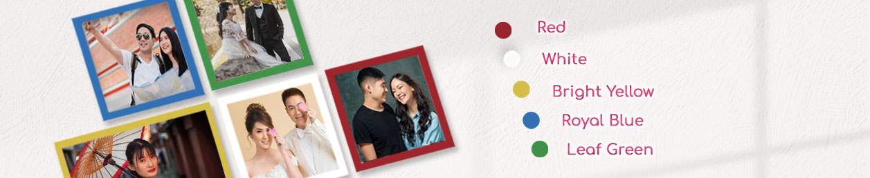 Customizable table photo frame with collage of personal photos displayed on a table