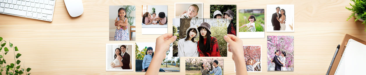 Order photo prints online in Tokyo, various photo prints hanging