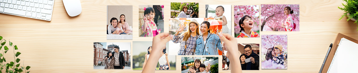 Order photo prints online in Tokyo, various photo prints hanging