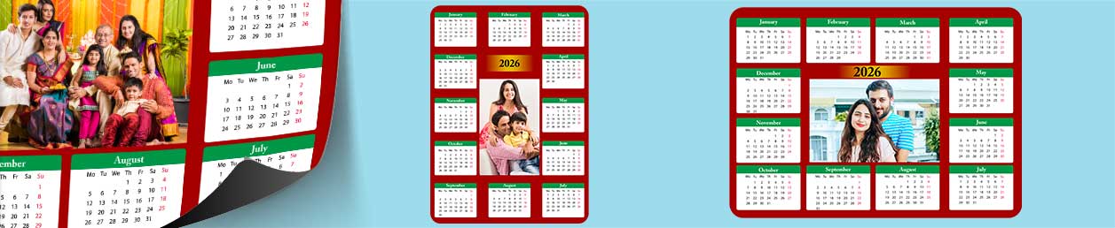 Magnetic 2025 fridge calendars, portrait or landscape, with personalized family photos