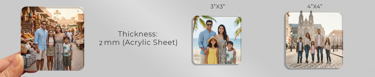 Customised flexi gloss photo magnet front and back view 0.5mm thick rounded corners gloss finish India