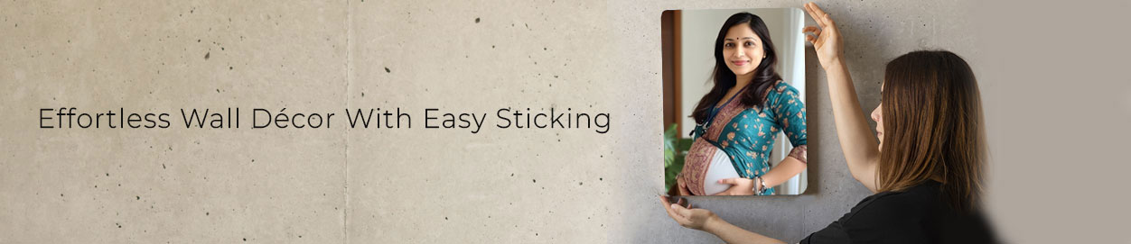 Personalised photo magnets arranged in a visually appealing layout, showcasing various family memories and occasions.