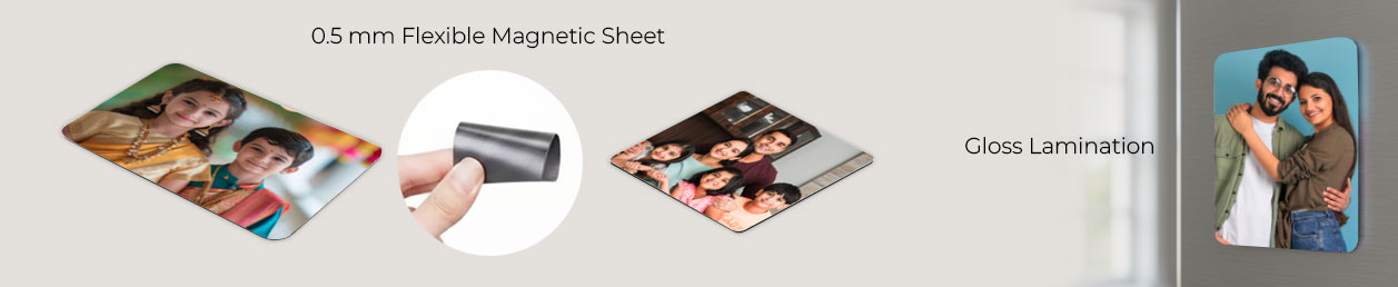 Customised fridge magnets featuring Instagram photos on a pink background, perfect for displaying memories