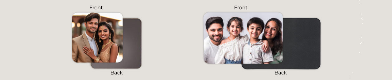 Various sized custom fridge magnets with clear dimensions, showing family moments with a unique kitchen decor touch 