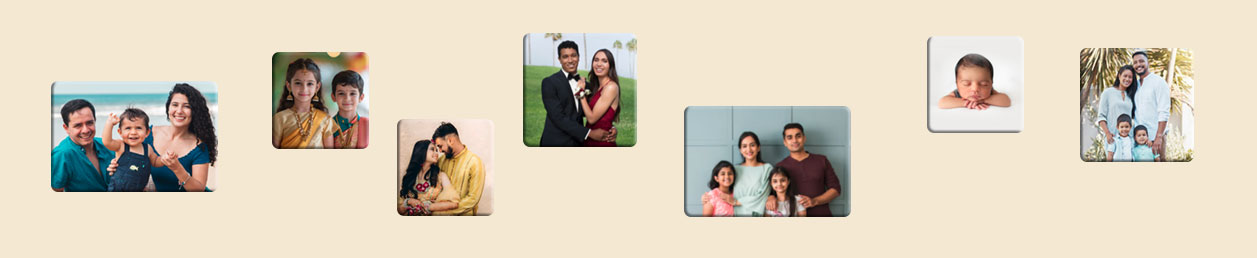 Customised fridge magnets featuring Instagram photos on a pink background, perfect for displaying memories