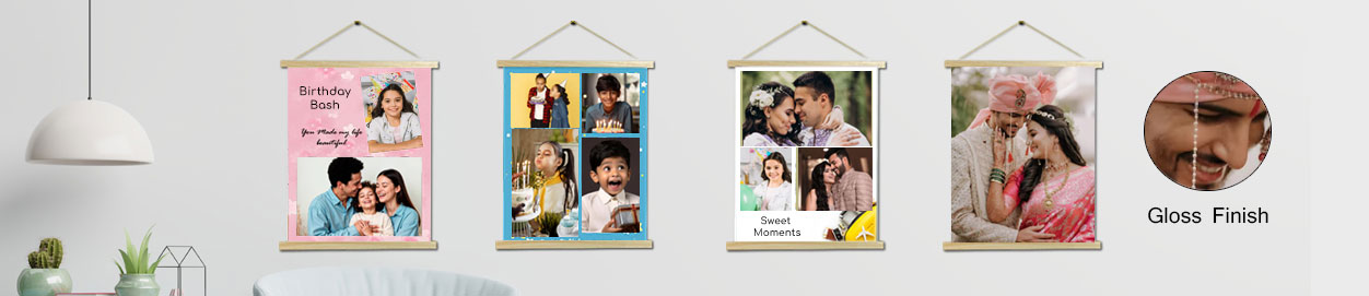 Various sized custom fridge magnets with clear dimensions, showing family moments with a unique kitchen decor touch 