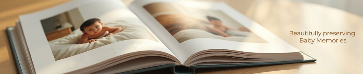 Family memories captured in a custom child album with a hand-bound finish—an excellent choice for 1st birthday gifts for a boy or girl.