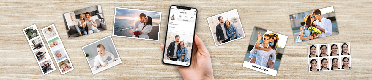 Smartphone displaying photo prints from Photojaanic