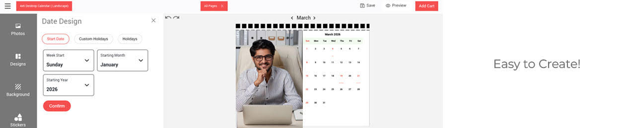 Wall calendar 2025-2026 with personalised options, ideal for homes in Chennai and Bangalore