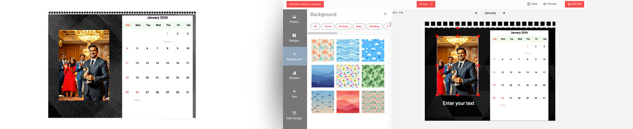 Customized wall calendar 2025-2026 with vibrant designs, perfect for Mumbai home decor