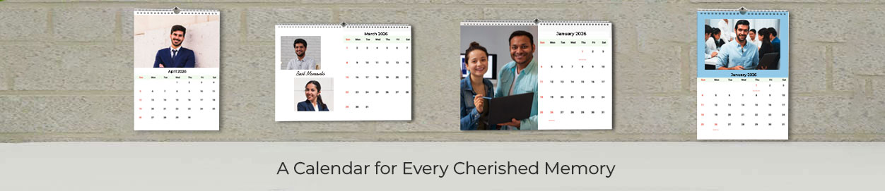 Personalised calendar 2025-2026 with photo customization, buy wall calendar online India, Bangalore