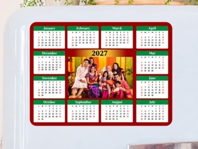 Custom calendar printing for a magnetic personalized calendar 2027 with family photos