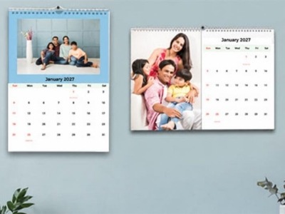 Customized wall calendar 2027 with family photos and custom calendar printing