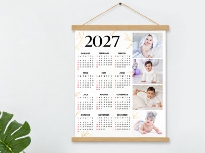 Customized calendar 2027 with custom calendar printing for a wall hanging photo display 