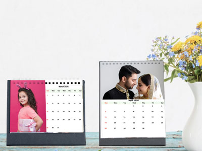 Custom desk calendar 2025 with personalized images using custom calendar printing