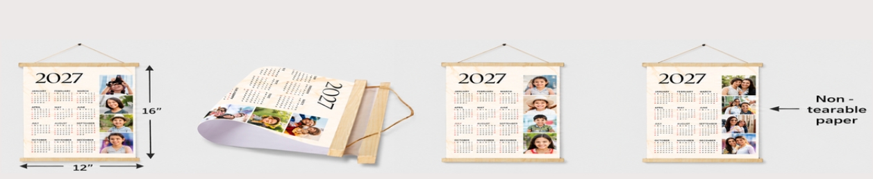 Hanging wall calendar with non tearable paper