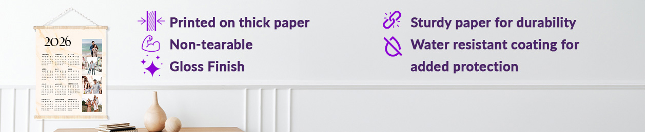   Hanging wall calendar with gloss finish