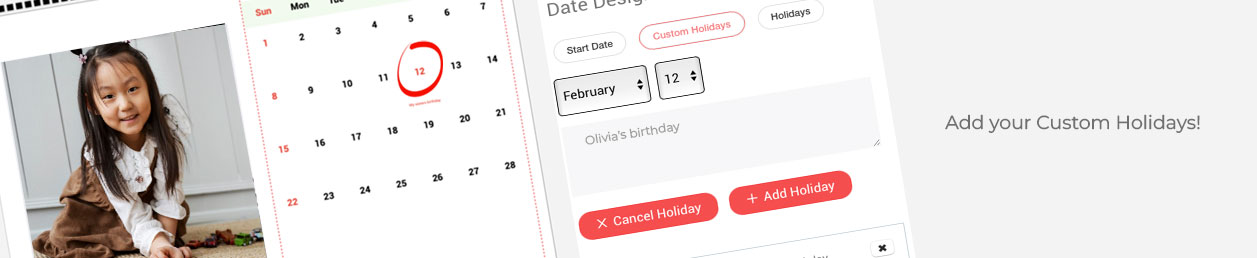 Family photo wall calendar Singapore with personalized notes for birthdays and anniversaries, premium wall calendar printing Singapore City