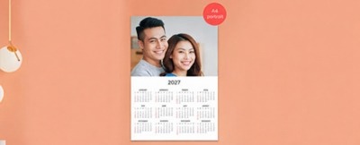 Couple's photo on a customised wall calendar for 2027, perfect for home decor - calendar printing.