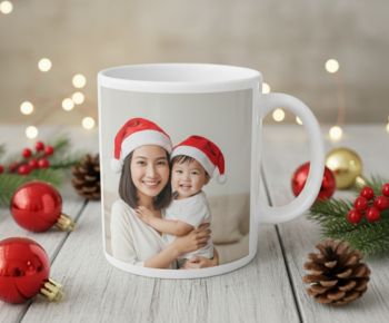 Custom Photo Mug Christmas gift exchange ideas with personalized photo mugs