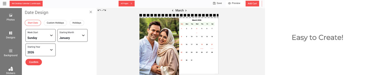Premium materials customised wall calendar