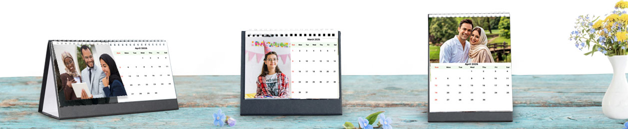 Desk calendar 2025-2026 with birthday and anniversary reminders, available in UAE for offices, businesses, and NGOs