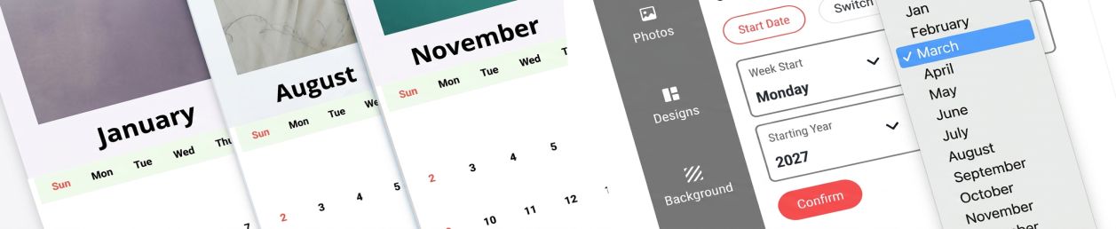 Each month wall calendar printing