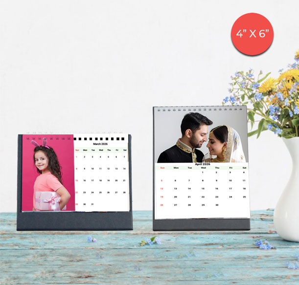 Family table calendar 2025–2026 with custom photo design – personalised calendar India