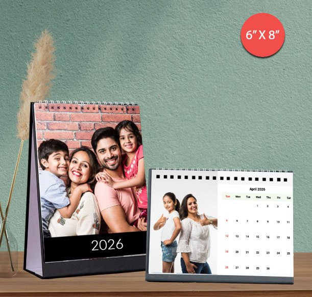 Couple personalised desktop calendar 2025–2026 – romantic photo calendar gift India