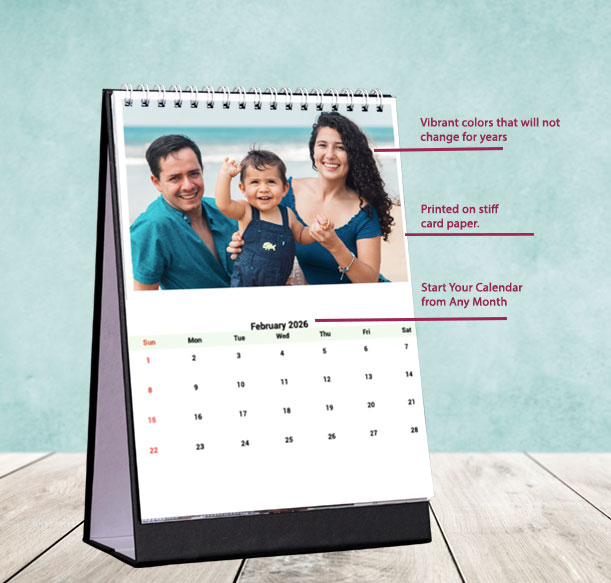 High-quality table top calendar 2025–2026 printed on premium paper – India personalised gift
