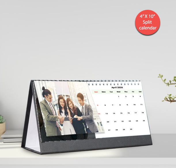 Split 4x10 customised desk calendar Singapore 2025 for friends, birthdays, premium printing Singapore.