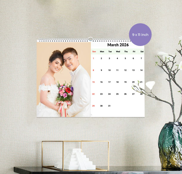 Photo wall calendar Singapore A4 landscape layout with friends, hanging wall calendar 2025 for Woodlands personalized gifts