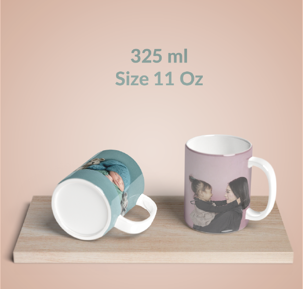 Two personalized mugs in singapore, 325 ml size, with printed family photos