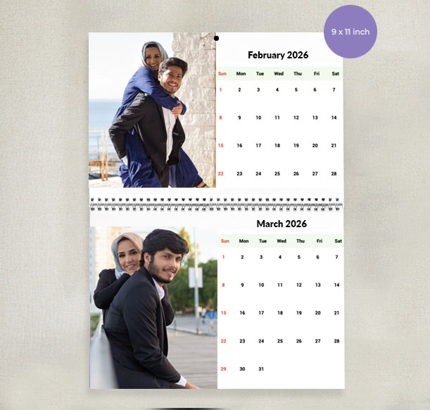 Couple vacation memories wall hanging calendar 2024 Dubai